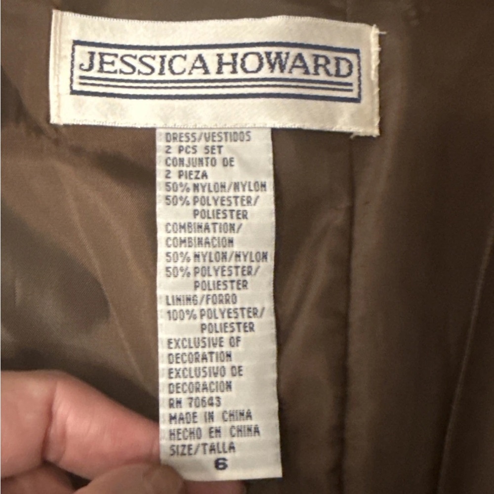 Jessica Howard 2 Piece Formal Suit Set Size 6 Brown Embroidered NWT - Picture 12 of 14